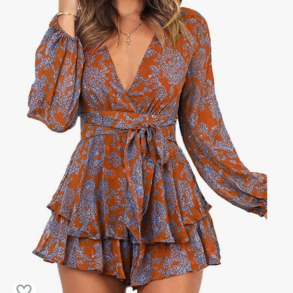 Long sleeve floral romper